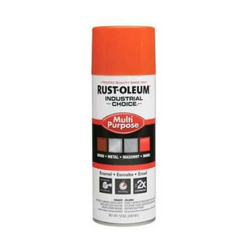 Multi-Purpose Enamel Spray Paint, 12 oz Container, Liquid, OSHA Safety Orange, 12 to 15 ft2