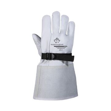 Class 1 Voltage Insulating Electrical Gloves, Goat Leather Palm, White