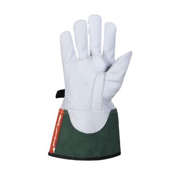 Electrical Gloves Class 2 Voltage Insulating, Goat Leather Palm, White, Keystone Thumb