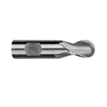 Ball Nose End Mill, 3/16 in Cutter dia, 5/8 in dp Cut, 2 Flutes, 3/8 in Shank dia, 2-1/2 in lg