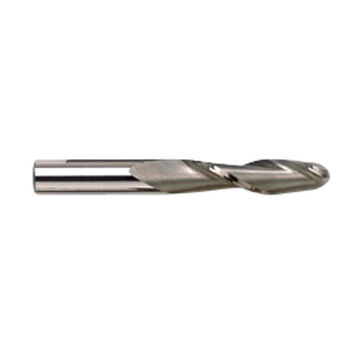 Ball Nose, Long End Mill, 1/4 in Cutter dia, 1-1/4 in dp Cut, 2 Flutes, 3/8 in Shank dia, 3-1/8 in lg