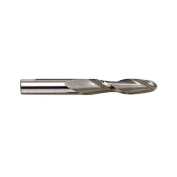 Ball Nose, Extra Long End Mill, 1/4 in Cutter dia, 1-3/4 in dp Cut, 2 Flutes, 3/8 in Shank dia, 3-9/16 in lg