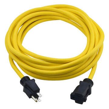 Locking Extension Cord, 125 V, 15 A, 12/3 SJTW Cord, 25 ft Cord lg, 3 Conductors