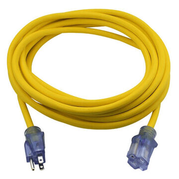 Locking Extension Cord, 125 V, 15 A, 12/3 SJTW Cord, 25 ft Cord lg, 3 Conductors