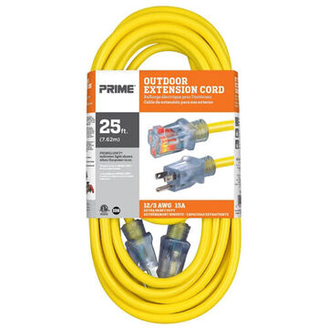 Locking Extension Cord, 125 V, 15 A, 12/3 SJTW Cord, 25 ft Cord lg, 3 Conductors