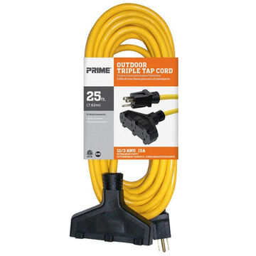 Locking Extension Cord, 125 V, 15 A, 12/3 SJTW Cord, 25 ft Cord lg, 3 Conductors