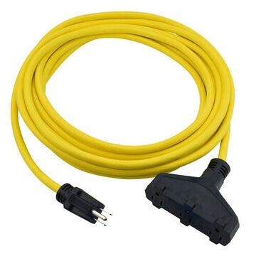 Locking Extension Cord, 125 V, 15 A, 12/3 SJTW Cord, 25 ft Cord lg, 3 Conductors