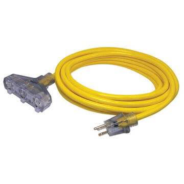 Locking Extension Cord, 125 V, 15 A, 12/3 SJTW Cord, 25 ft Cord lg, 3 Conductors