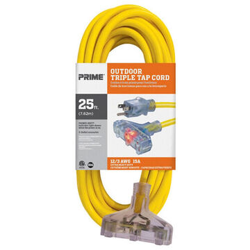 Locking Extension Cord, 125 V, 15 A, 12/3 SJTW Cord, 25 ft Cord lg, 3 Conductors