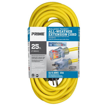 Locking Extension Cord, 125 V, 15 A, 12/3 SJTW Cord, 25 ft Cord lg, 3 Conductors