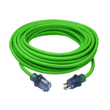 High Visibility Outdoor Extension Cord, 125 V, 15 A, 1875 W, 12/3 SJTW Cord, 50 ft Cord lg, 3 Conductors