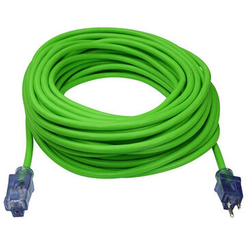 High Visibility Outdoor Extension Cord, 125 V, 15 A, 1875 W, 12/3 SJTW Cord, 100 ft Cord lg, 3 Conductors