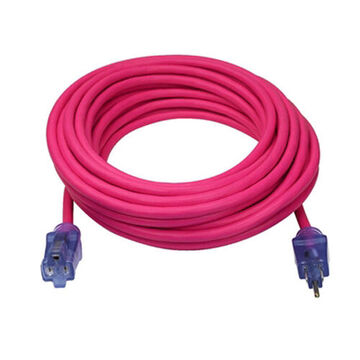 High Visibility Outdoor Extension Cord, 125 V, 15 A, 1875 W, 12/3 SJTW Cord, 50 ft Cord lg, 3 Conductors