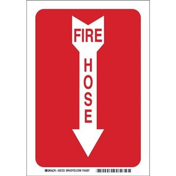 Fire Sign, 10 in ht, 7 in wd, Red, White, Aluminum, Corner Holes