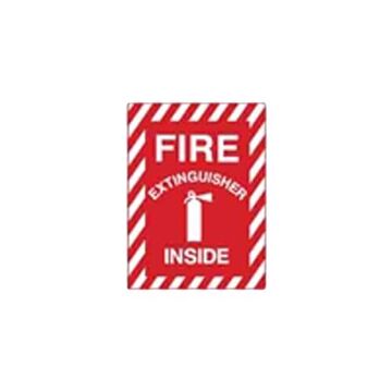 Fire Sign, 14 in ht, 10 in wd, Red, White, Polyester With Polyester Overlaminate, Self-Adhesive