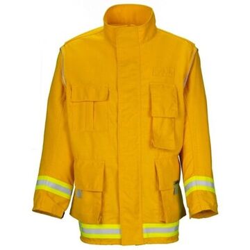 Fire Coat, 3XL, Yellow, 29 in Front, 34 in Back lg, 4, Flame-Resistant