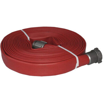 Rubber Covered Hose Fire Hose, 1-1/2 in Nominal, 50 ft lg, Aluminum Coupling