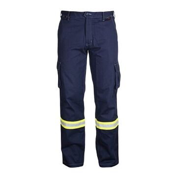 Heavy-Duty Flame Resistant Pant, Male, 32 in lg, Navy, Cotton/Nylon, 32 in Waist