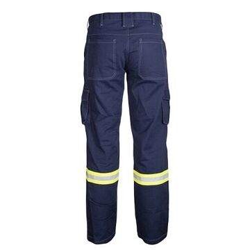Pantalon résistant aux flammes, homme, 32 pouce lg, bleu marine, coton/nylon, taille 48 pouce