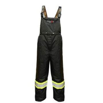 Insulated Flame Resistant Rain Bib Overall, Men, 4XL, Black, Polyester, 48 in Waist
