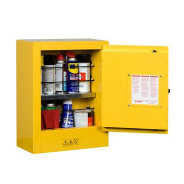 Flammable Safety Cabinet, 1 gal, 22 in ht, 17 in wd, 8 in dp, 18 ga Steel