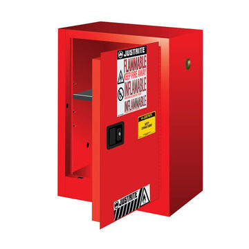 Flammable Safety Cabinet, 12 gal, 35 in ht, 23.2 in wd, 18 in dp, 18 ga Steel
