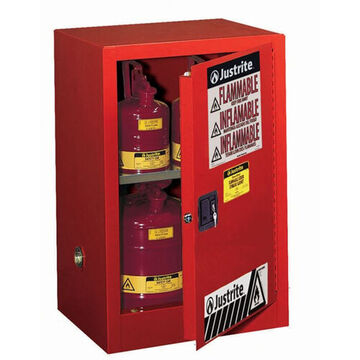 Flammable Safety Cabinet, 12 gal, 35 in ht, 23.2 in wd, 18 in dp, 18 ga Steel