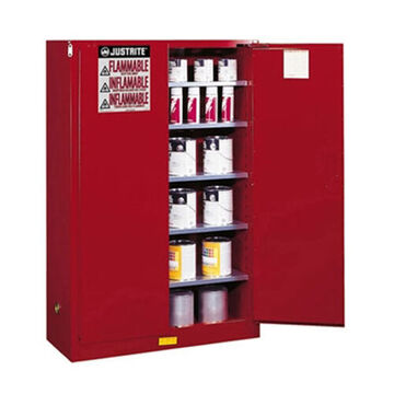 Flammable Safety Cabinet, 60 gal, 65 in ht, 43 in wd, 18 in dp, 18 ga Steel