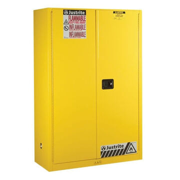 Flammable Safety Cabinet, 45 gal, 65 in ht, 43 in wd, 18 in dp, 18 ga Steel