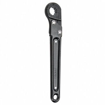 Corrosion Resistant, Ratcheting Flare Nut Wrench, 12 mm, Single End, 12 Points, 5-7/16 in lg, 15 deg