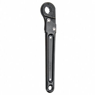 Corrosion Resistant, Ratcheting Flare Nut Wrench, 14 mm, Single End, 12 Points, 7-1/4 in lg, 15 deg