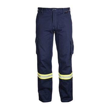 Heavy-Duty Flame Resistant Pant, Male, 36 in lg, Navy, Cotton/Nylon, 38 in Waist