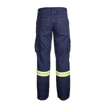 Pantalon résistant aux flammes, homme, 36 pouce lg, bleu marine, coton/nylon, taille 46 pouce