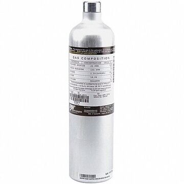 Calibration Gas Cylinder, 34 l, 3-1/8 in Dia, 10-41/64 in ht Cylinder, 500 psi