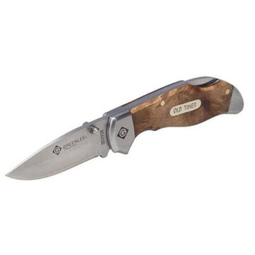 Drop Point Folding Knife, 2.25 in Blade lg, Contoured, 440C Stainless Steel Blade