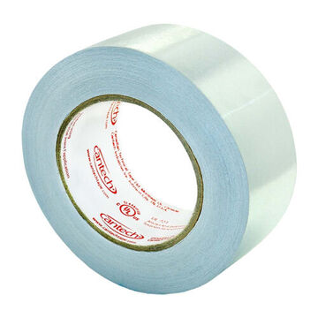Foil Tape, 45 m lg, 48 mm wd, 3.5 mil thk, Aluminum Foil, Silver
