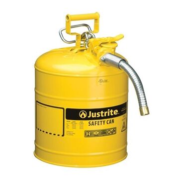 Safety, Type II Gas Can, 5 gal, 11.75 in dia, 17.5 in ht, Steel, Yellow