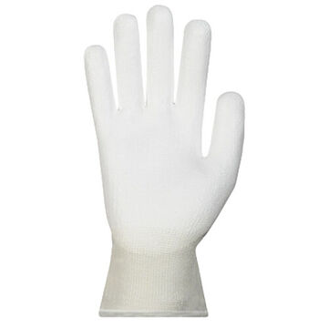 Lint-free Dyneema Knit General Purpose Gloves, Polyurethane Palm, White, Knit Wrist, Polyurethane