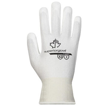 Gloves Lint-free Dyneema Knit General Purpose, Polyurethane Palm, White, Knit Wrist, Polyurethane