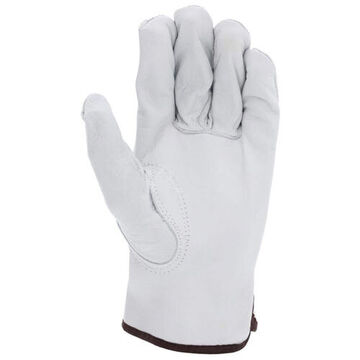Gloves Driver General Purpose, Leather Palm, White, Elastic