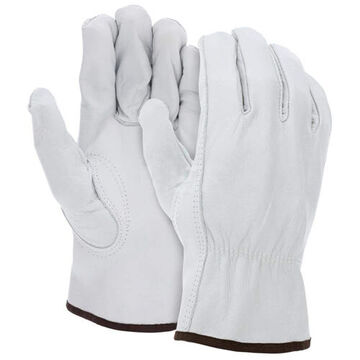 Gants de conducteur Gants à usage général, paume en cuir, blanc, élastique