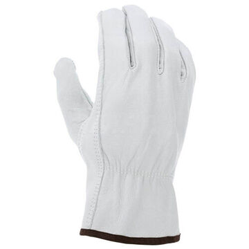Driver Gloves General Purpose Gloves, XL, Leather Palm, White, Elastic