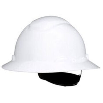 Casque de sécurité à cliquet ventilé à bord complet, blanc, HDPE, cliquet à 4 points, classe G, E