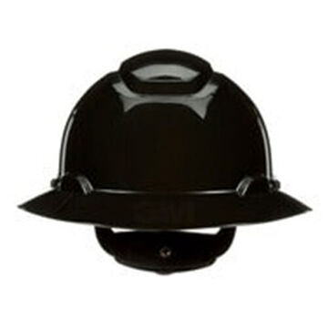 Vented Ratchet Full Brim Hard Hat, Black, HDPE, 4 Point Ratchet, Class G, E