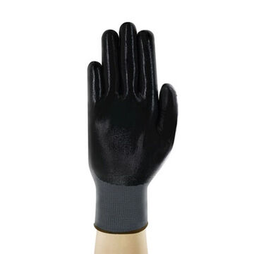 Gloves, Nitrile Palm, Black/gray, Polyester