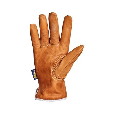 Driving Gloves, Grain Goatskin Leather Palm, Brown, Gray, Left And Right, Grain Goatskin Leather