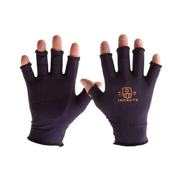 Anti-Impact Gloves, L, Black, Half Finger, Nylon