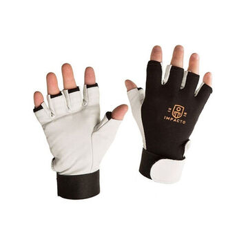 Mechanics, Bubble Anti Vibration Gloves, L, Soft Pearl Leather Palm, Black, White, Half Finger, Nylon Fabric