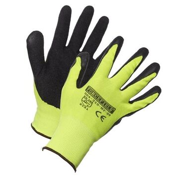 Work Gloves, Rubber Palm, Black, Nylon