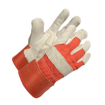 Ladies Gloves, White, Orange, Leather
